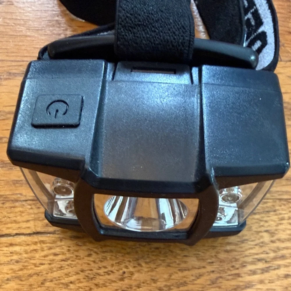 Black Adjustable Headlamp Strap 4 modes, Clear, Red, Red Flashing, and Green